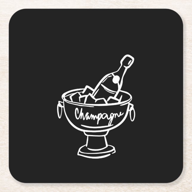 Posavasos Cuadrado De Papel Coquette Champagne (Anverso)