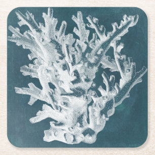 Posavasos Cuadrado De Papel Coral azul I