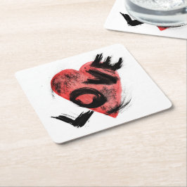 Posavasos Cuadrado De Papel Corazón cuadrado vanguardista de grunge – Ta urban