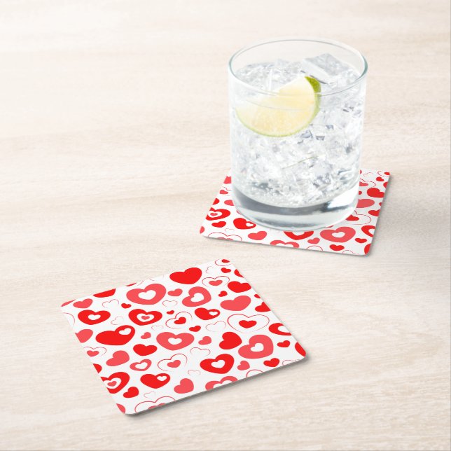 Posavasos Cuadrado De Papel Corazón de amor elegante (In situ)