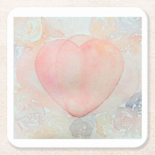 Posavasos Cuadrado De Papel Corazón de diosa pintado a mano