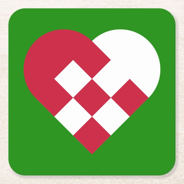 Posavasos Cuadrado De Papel Corazón de Jule Escandinavo (Anverso)