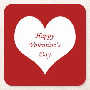 Posavasos Cuadrado De Papel Corazón del Día de San Valentín