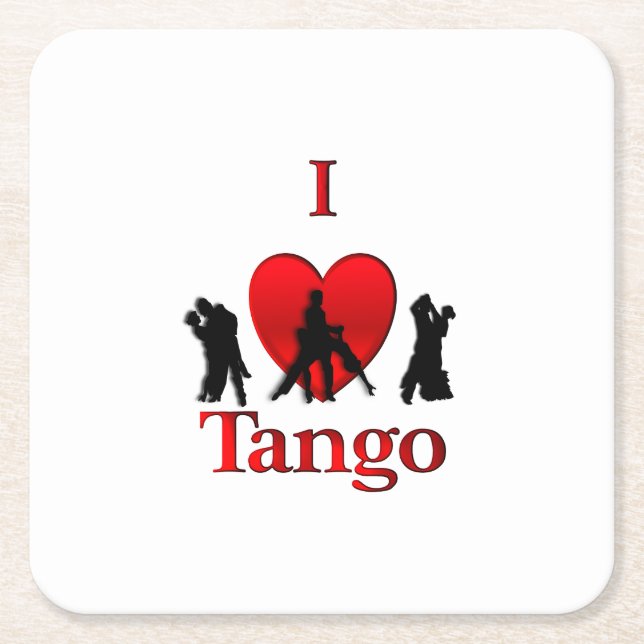 Posavasos Cuadrado De Papel Corazón del tango (Anverso)