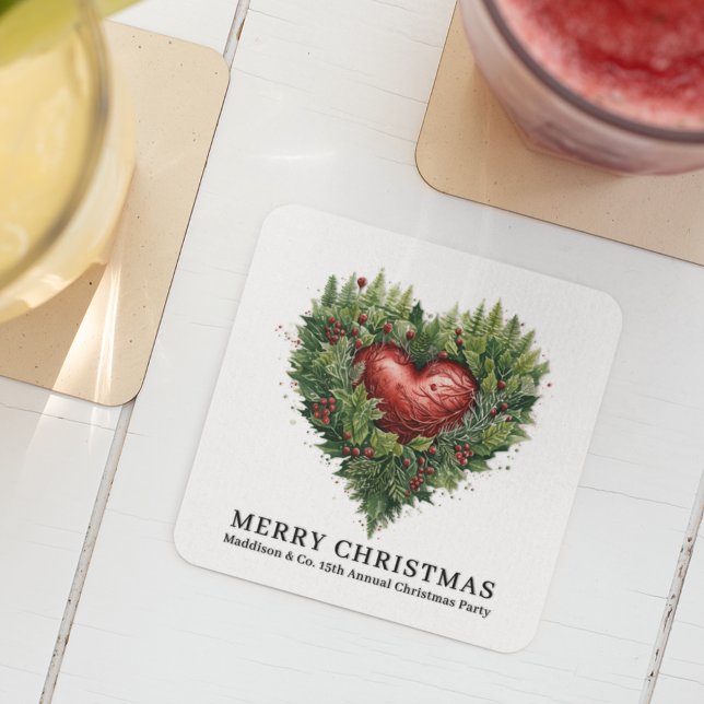 Posavasos Cuadrado De Papel Corazón Evergreen festivo (Subido por el creador)