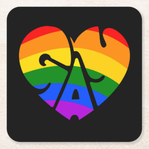 Posavasos Cuadrado De Papel Corazón gay