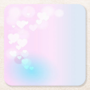 Posavasos Cuadrado De Papel Corazón holográfico moderno