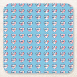 Posavasos Cuadrado De Papel Corazón Patriótico