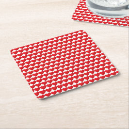 Posavasos Cuadrado De Papel Corazón Rojo Grande, Amor, fiesta blanca del día d