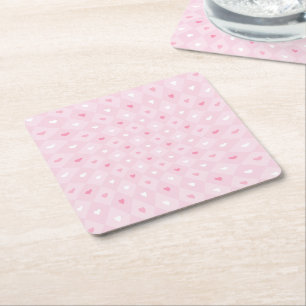 Posavasos Cuadrado De Papel Corazón Rosa Fiesta Romántica Cojín de Papel Cuadr