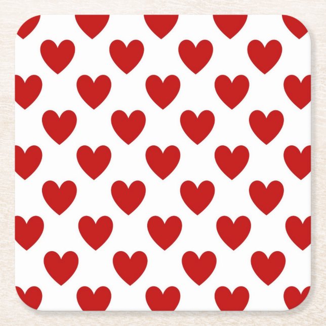 Posavasos Cuadrado De Papel Corazones de punto de polka (Anverso)