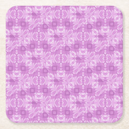 Posavasos Cuadrado De Papel Corazones Morados y Diamantes