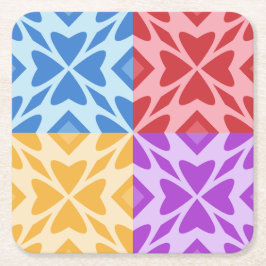 Posavasos Cuadrado De Papel Corazones multicolores por El día de San Valentín