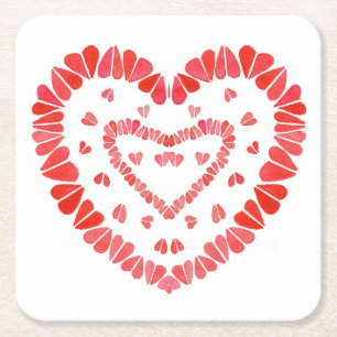 Posavasos Cuadrado De Papel CORAZONES Protectores de Papel Cuadrado
