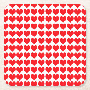Posavasos Cuadrado De Papel Corazones rojos