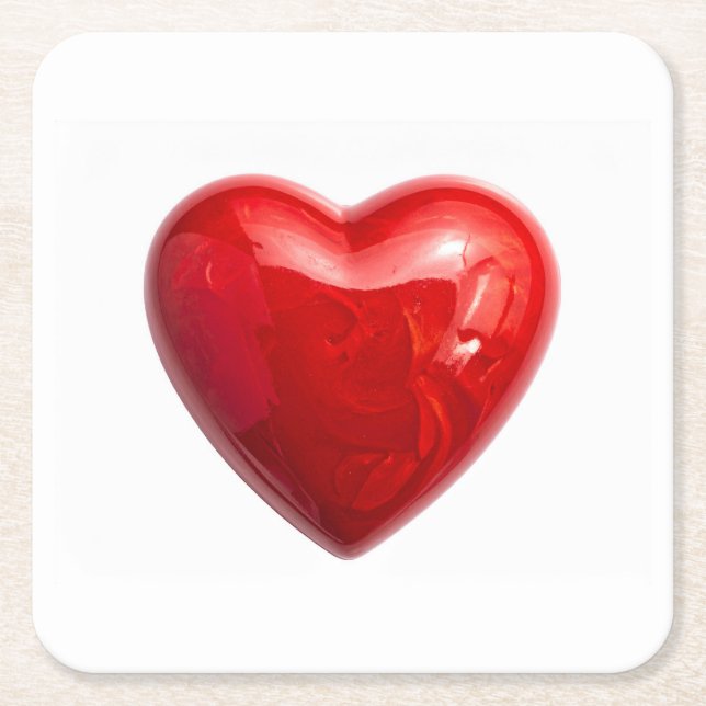 Posavasos Cuadrado De Papel Corazones rojos (Anverso)