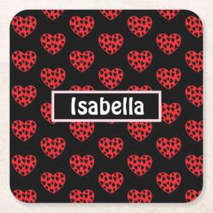 Posavasos Cuadrado De Papel Corazones rojos de Guay