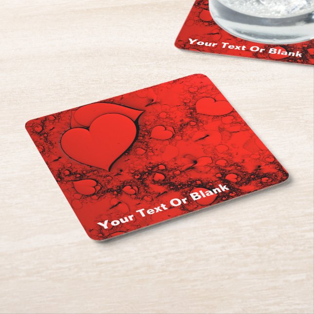 Posavasos Cuadrado De Papel Corazones sensibles (En perspectiva)