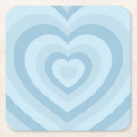 Posavasos Cuadrado De Papel Corazones vintage retro azul bebé<br><div class="desc">Corazones de amor - Patrón cardíaco hipnótico - Diseño retro vintage en azul bebé.</div>