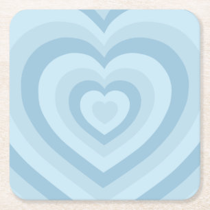 Posavasos Cuadrado De Papel Corazones vintage retro azul bebé