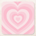 Posavasos Cuadrado De Papel Corazones vintage retro bebé rosa<br><div class="desc">Corazones de Amor - Patrón cardíaco hipnótico - Diseño retro vintage en rosa bebé.</div>