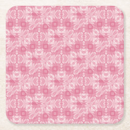 Posavasos Cuadrado De Papel Corazones y Diamantes Abstractos Rosa Suave