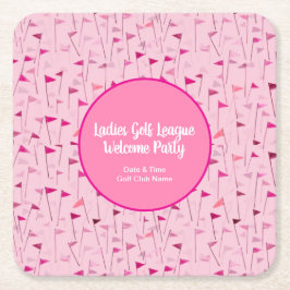 Posavasos Cuadrado De Papel Corbatas de fiesta de golf de color rosa para dama