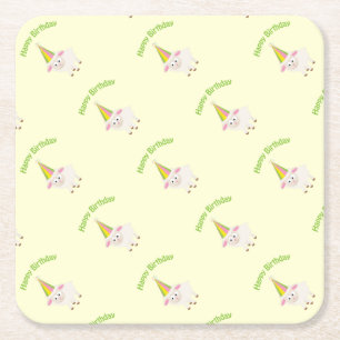 Posavasos Cuadrado De Papel Cordero de cumpleaños feliz