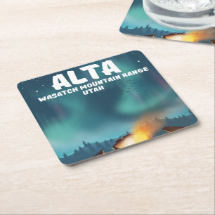 Posavasos Cuadrado De Papel Cordillera Alta Wasatch Utah
