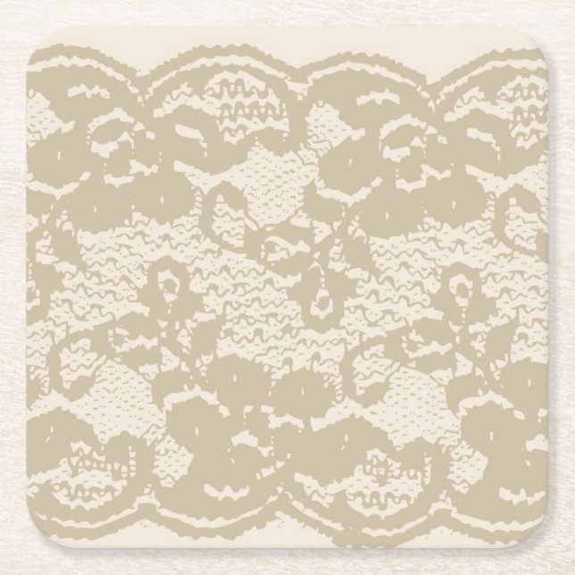 Posavasos Cuadrado De Papel Cordón beige (Anverso)