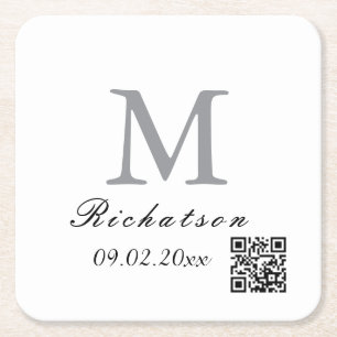 Posavasos Cuadrado De Papel Cordón QR cuadrado personalizado simple de oficina