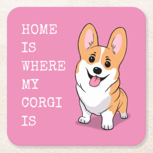 Posavasos Cuadrado De Papel Corgi