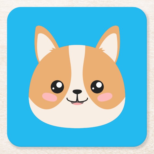 Posavasos Cuadrado De Papel Corgi (Anverso)