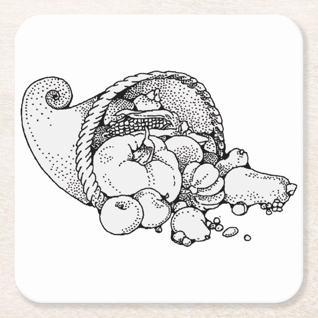 Posavasos Cuadrado De Papel cornucopia (Anverso)