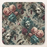 Posavasos Cuadrado De Papel Coro de un acuerdo imsagrado - Victoria gótica<br><div class="desc">Sus bocas no se abren a cantar, sino a maldecir. El Coro de un Acuerdo Insanto envuelve a rosas lúgubres y fantasmagóricos florecimiento verde azulado alrededor de vestuarios gritando, cada cara encerrada en una armonía de horror. Los ángeles barrocos se retuercen hacia abajo, cortados de la gracia, mientras las viñas...</div>