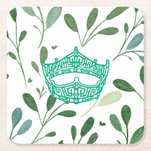 Posavasos Cuadrado De Papel Corona de certamen americano