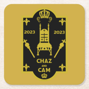 Posavasos Cuadrado De Papel Coronación real de King Charles English 2023
