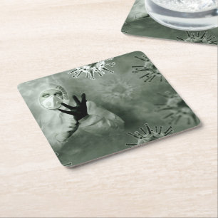 Posavasos Cuadrado De Papel Coronavirus Nurse