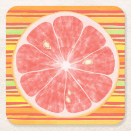 Posavasos Cuadrado De Papel Cortes de cítricos de pomelo en franjas