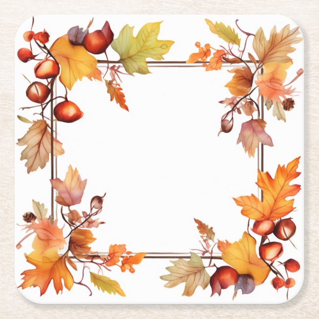 Posavasos Cuadrado De Papel Cosecha de otoño: cosecha de flores (Anverso)