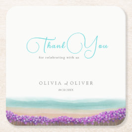 Posavasos Cuadrado De Papel Costa de Azure en el Boda Bloom