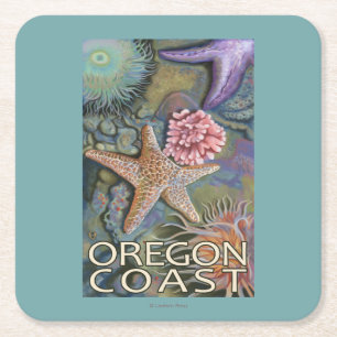 Posavasos Cuadrado De Papel Costa Tidepool de Oregon