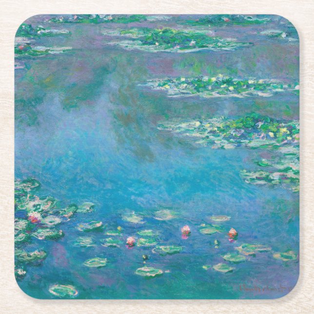 POSAVASOS CUADRADO DE PAPEL COSTERA DE PAPEL: "AGUAS" DE MONET (Anverso)