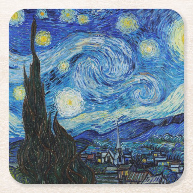 POSAVASOS CUADRADO DE PAPEL COSTERA DE PAPEL: VAN GOGH : LA NOCHE DE STARRRY (Anverso)