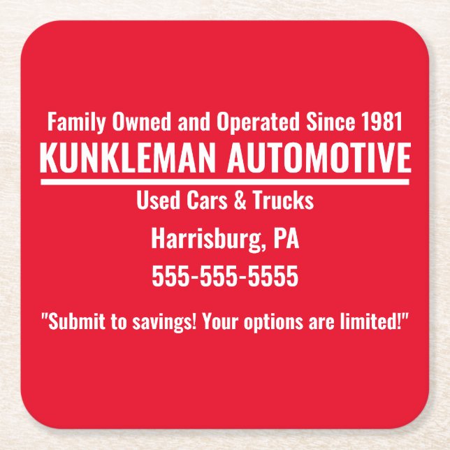 Posavasos Cuadrado De Papel Costeras de Kunkleman (Anverso)