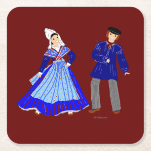 Posavasos Cuadrado De Papel Costume traditionnel de Picardie, Francia