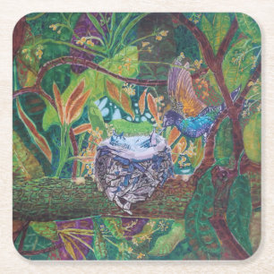 Posavasos Cuadrado De Papel Costura de papel Hummingbird