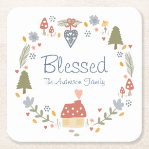 Posavasos Cuadrado De Papel Cosy Cosy y Personalizado Higgy Country Cottage