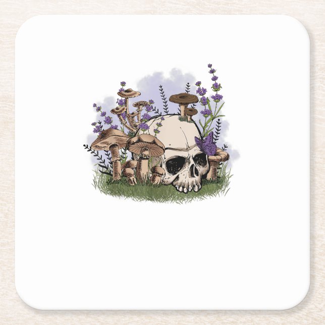 Posavasos Cuadrado De Papel Cottagecore Aesthetic Mushroom Man Goblincore Fant (Anverso)