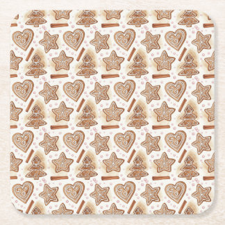 Posavasos Cuadrado De Papel Cozy Gingerbread Cookie Seamless Pattern